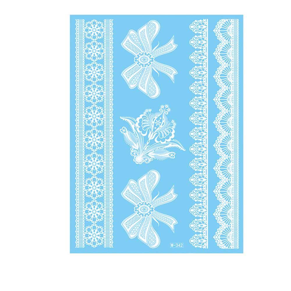 White Lace Arm flower Waterproof Body Art Temporary Tattoos Henna Stickers Tattoo Sticker Simulated