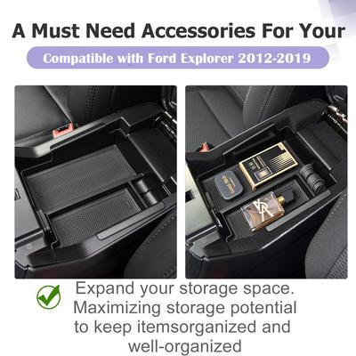 Organisateur de Console Centrale Pour Ford Explorer 2012 2013 2014 2015 2016 2017 2018 2019 Accessoires Rangement Voiture Accoudoir Boîte Intérieure