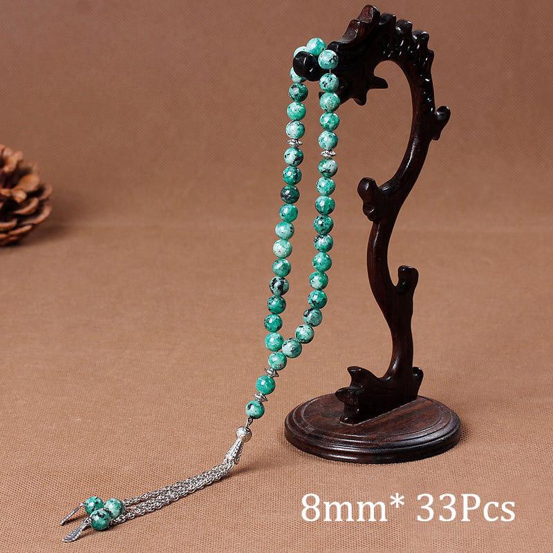 33 Prayer Rosary Beads 8mm Natural Stone Agate Color Optional For Islamic Tasbih Muslim Men Allah Mohammed Meditation Pendant