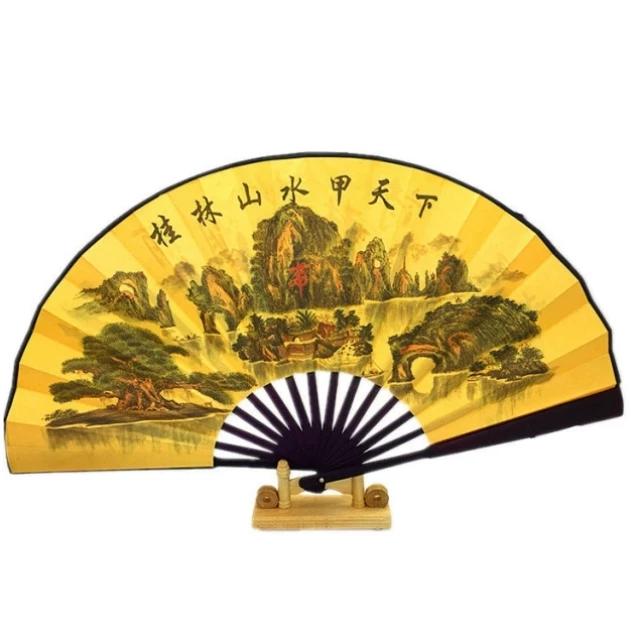 Guilin Scenery Is Unparalleled In the World Fan 33.3cm Bamboo and Silk Cloth Men's Folding Fan Guilin Scenery Souvenir Gift Fan10