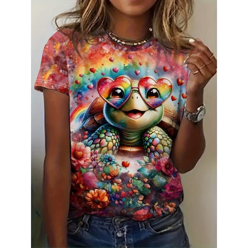 Spring and summer women s printed T-shirt, casual T-shirt S