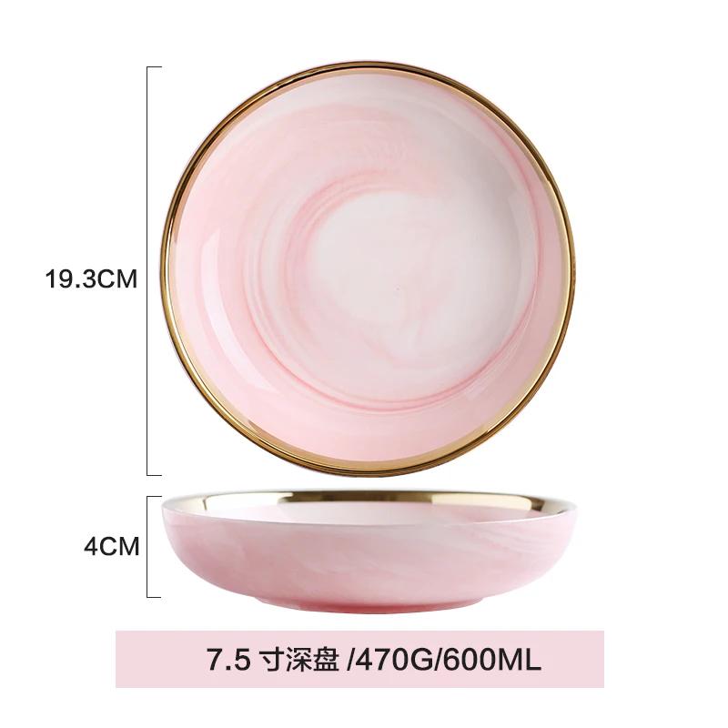 Tableware ceramic set marble household rice shallow