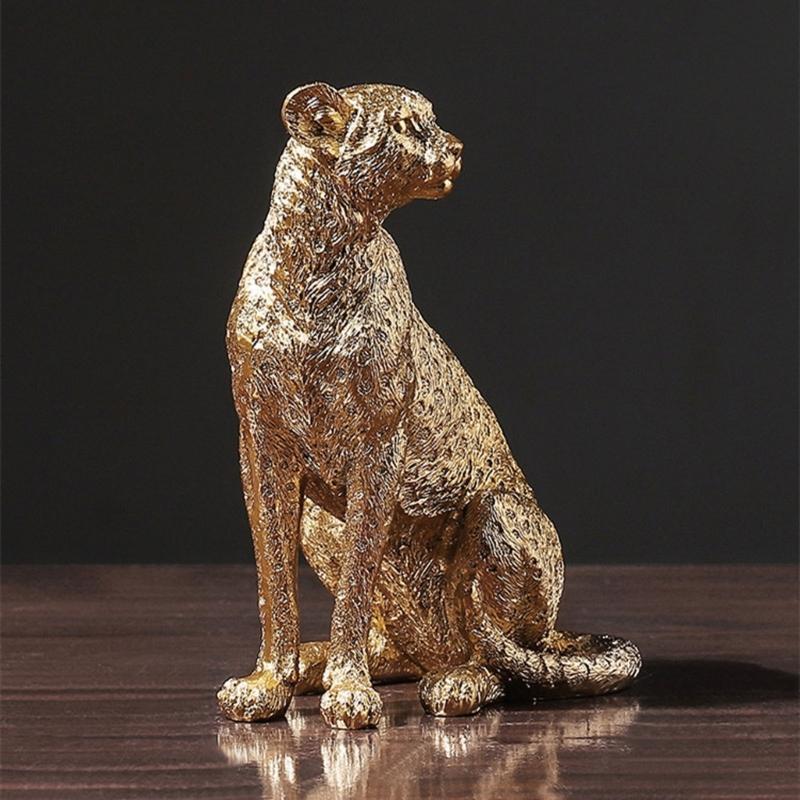Resin Figurines Animal Statue Home Decor Leopard Sculptures for Yard Indoor Outdoor Decoration Statues Vivid Details