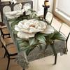 Romantisch Wit Pioenroos Tafelkleed, Groot Bloemen- & Bladmotief, Schone Golvende Rand, Vuilafstotend, voor Keuken, Feest & Elegante Decoratie