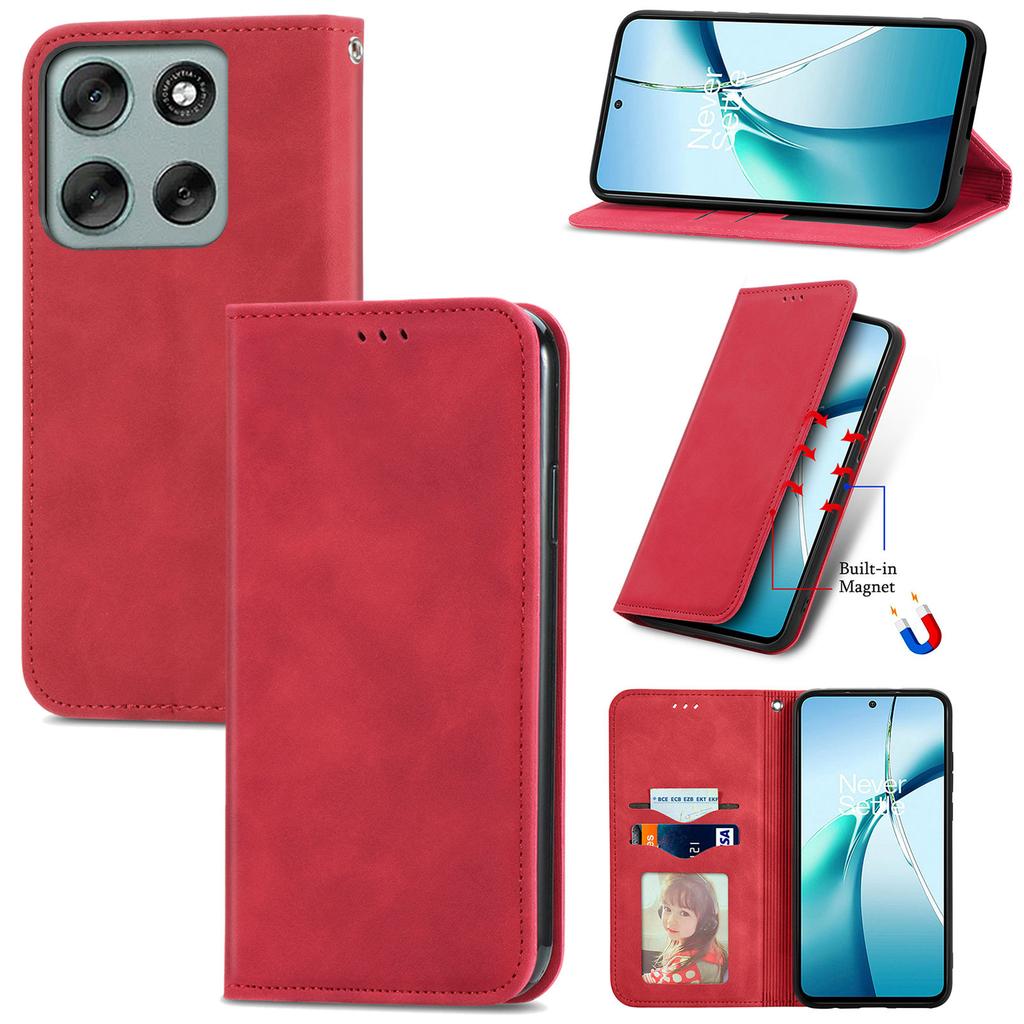 For Motorola Moto G56 5G Leather Case with Card Holder Magnetic Absorption Phone Cover