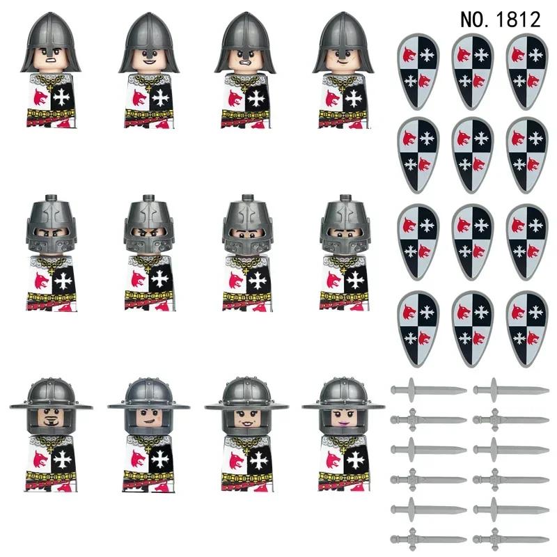 12Pcs/Set MOC medieval knights Roman soldiers military castles dragon soldiers figures weapons bricks children's toys