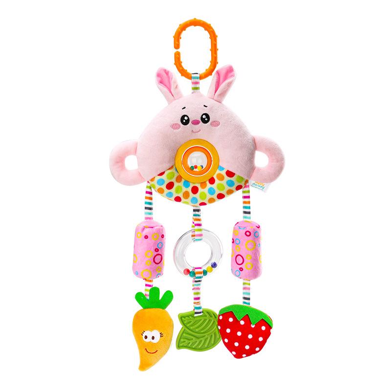 New Baby Rattles Toys Plush Cartoon Animal Stroller Hanging Toy Stroller Bed Hanging Wind Bell Sensory Baby Toys Car Seat Toy