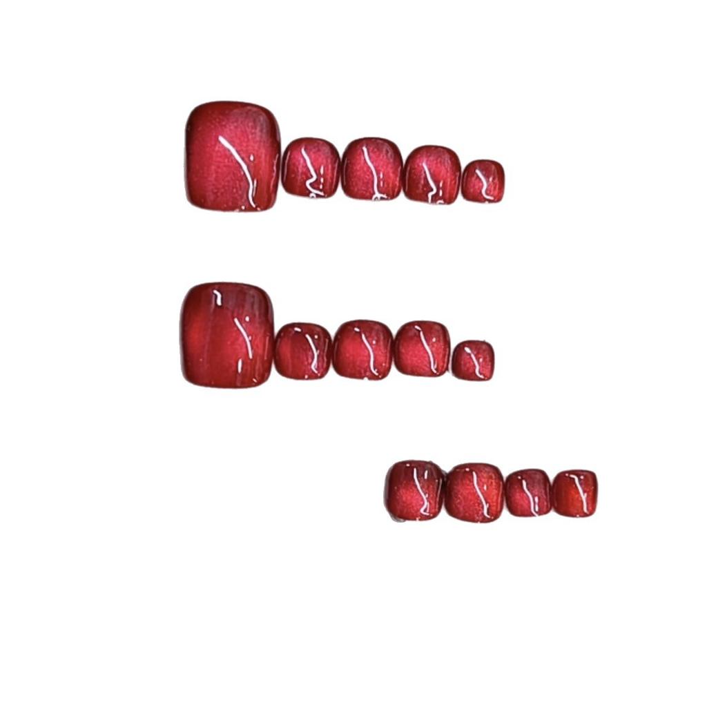 Pure Hand-wearing Armor, Fourteen Pieces of Neon Temperament French Red Cat Eye Wear Nail Art Patch