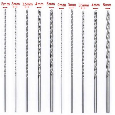 10Pcs Extra Long HSS High Speed Steel Drill Bit Set 2mm/3mm,3.5mm,4mm,5mm Bits