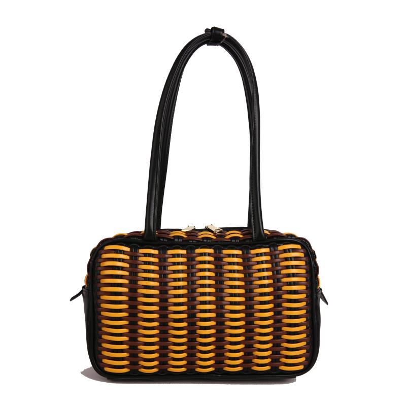 

Women PU Leather Weave Handbags Fashion Ladies Shoulder Messenger Bag Casual Female Zipper Crossbody Bags for Women 28x10x18cm