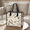 Cute Ghost Winter Canvas Tote Bag Portable Daily Shopping Handbag For Women Fashion Casual Large Capacity Grocery Carry Shoulder Bag