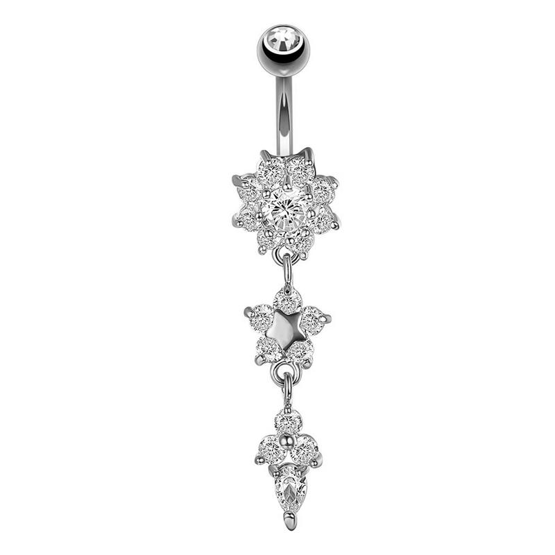 Set Stainless Steel Sunflower Pineapple Belly Piercing Rings CZ Navel Ring Titanium Customized Jewelry for Children's Weddings