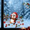 Shop Showcase Glass Decorations Christmas Static Window Cling, Penguin Decal with Holly Baubles Snowflakes, Festive Home Decor Supplies for
