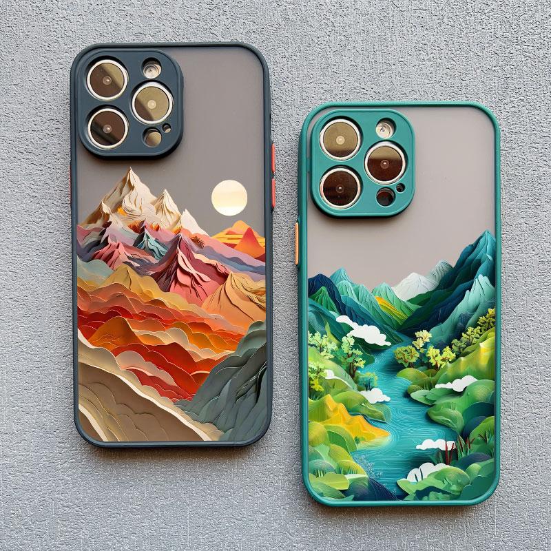 Printing Mountains Rivers Flowing Water Phone Case For IPhone 16 15 14 Pro Max Plus 13 12 Mini 11 Pro Max X XR XS 8 7 SE2 Covers