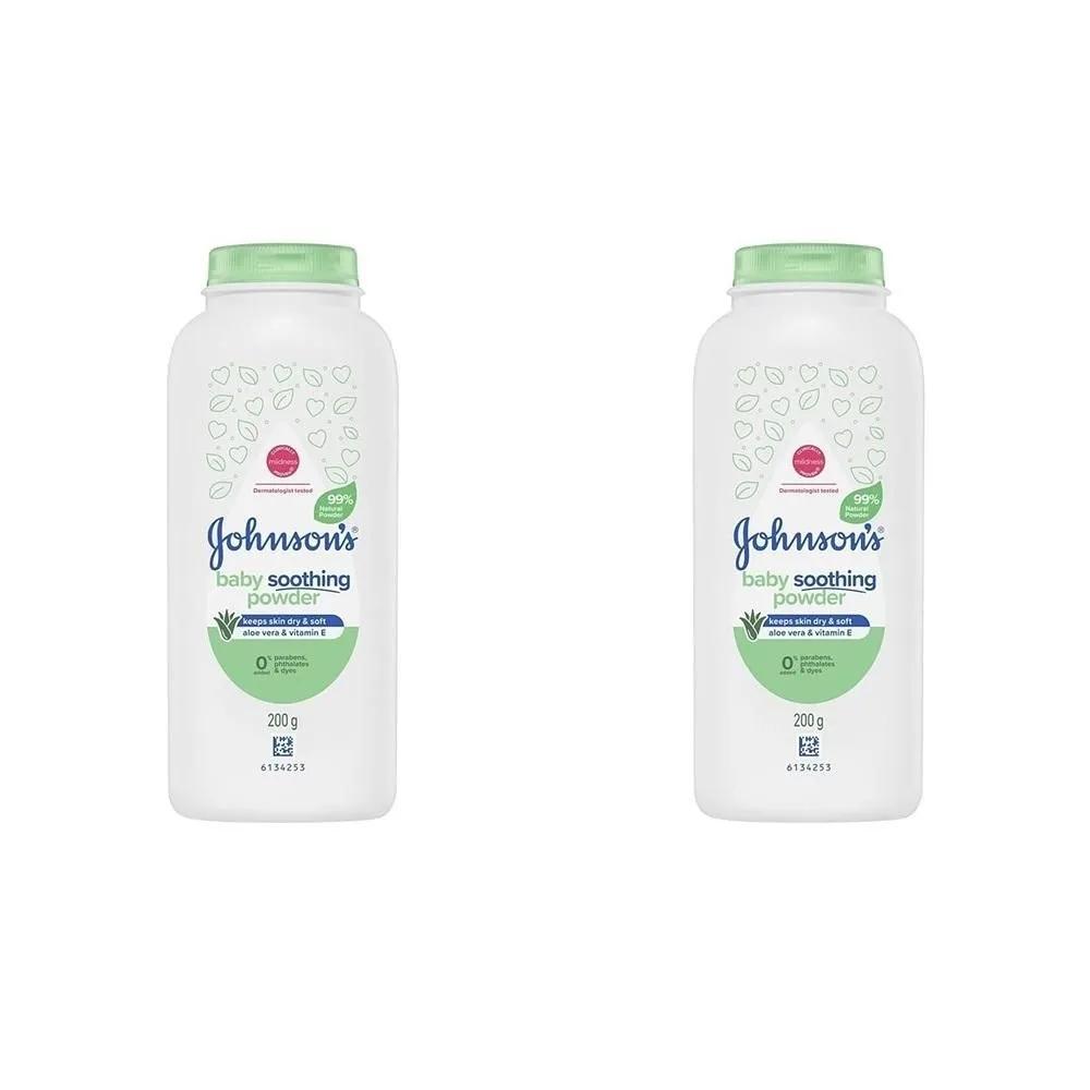 200 г 2 упаковки Детская присыпка с алоэ Johnsons Pure Cornstarch Powder Алоэ и Витамин Е 200 г