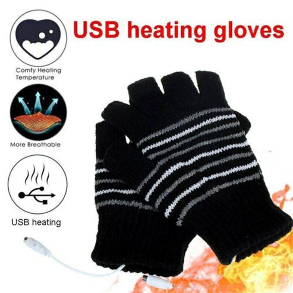 USB Winter Full&Half Finger Gloves Knitted Mitten Electric Heating Gloves Heated Gloves