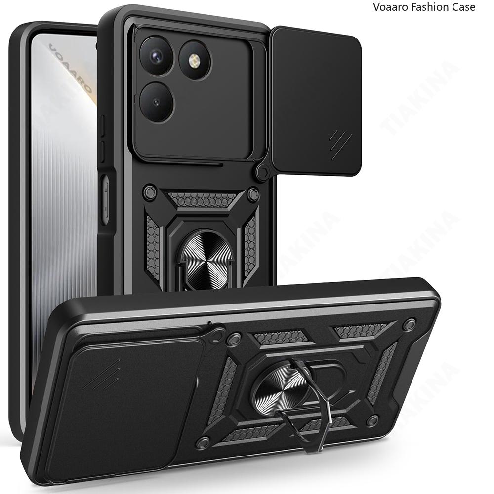 Slide Lens Armor Funda for Tecno Pova 7 4G Case for Tecno Pova7 4G Case Magnetic Ring Stand Holder Cover Shockproof Capa