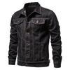 Spring Men Solid Lapel Denim Jackets Fashion Motorcycle Jeans Jackets Hommes Slim Fit Cotton Casual Black Blue Coats