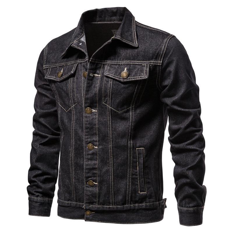 Spring Men Solid Lapel Denim Jackets Fashion Motorcycle Jeans Jackets Hommes Slim Fit Cotton Casual Black Blue Coats
