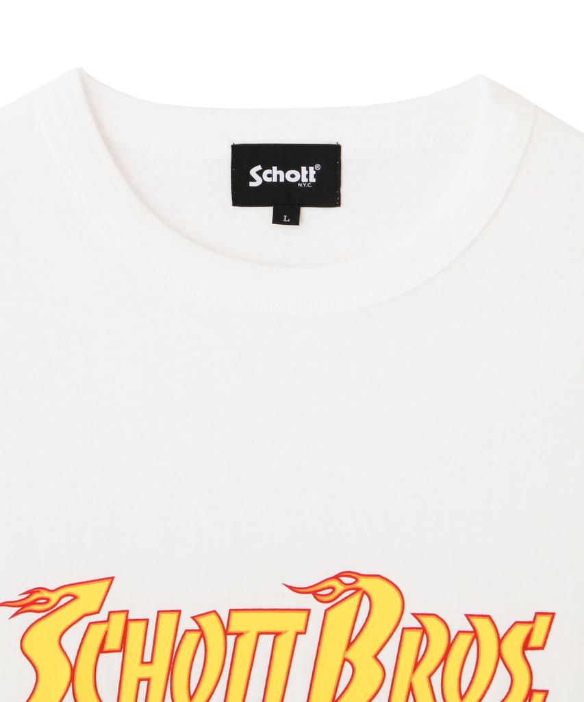 Schott Flame Logo T-Shirt, Men's, Size XL, 030, White, 782-5134018