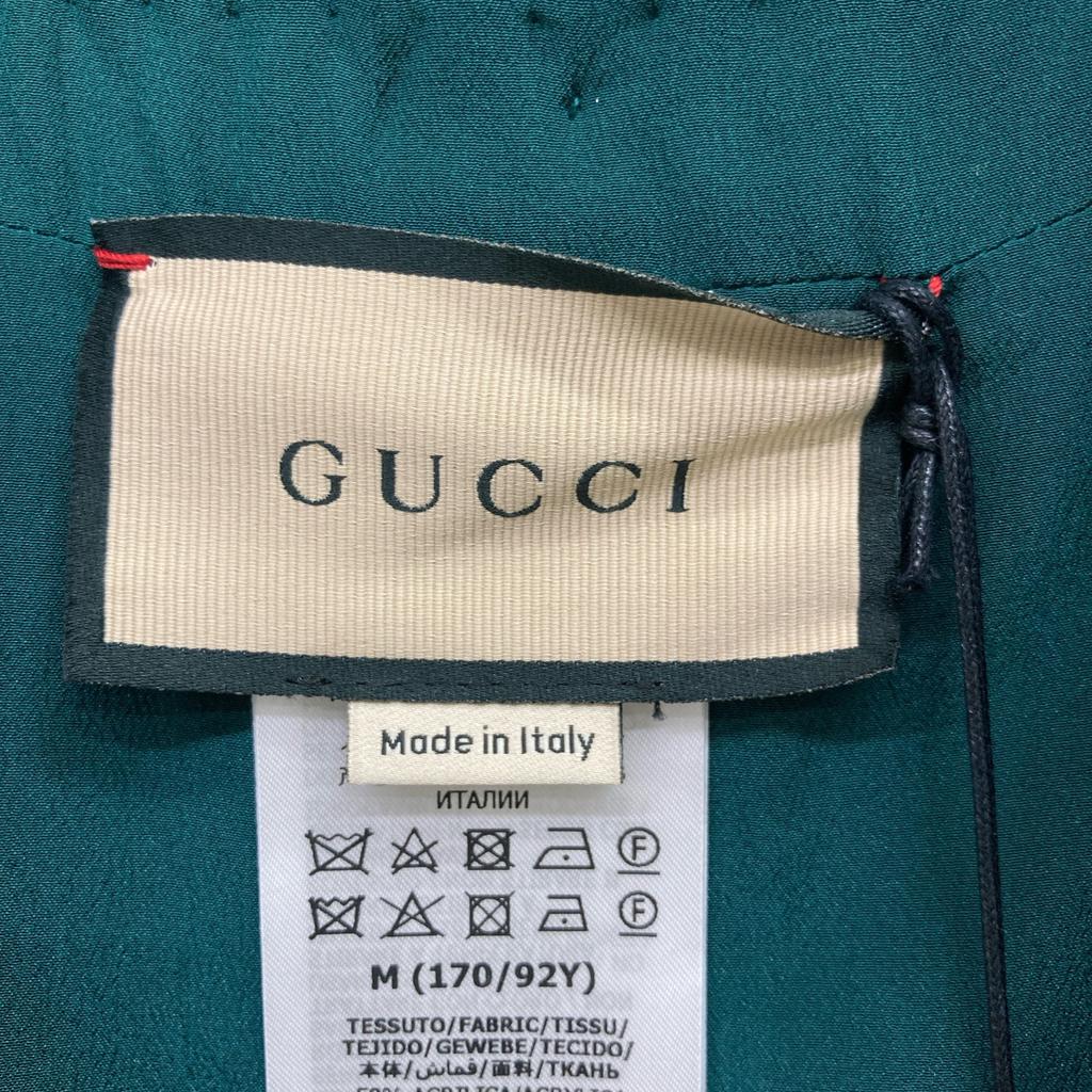 Gucci 653449 XKBTI Glitterx Sequin Silk Lining Collarless Buttonless Jacket M greenUsed