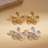 Flower pattern silver needle stud earrings commuter simple earrings niche earrings