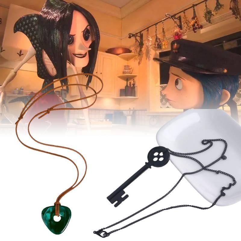 Coraline Necklace Cartoon Key Pendant Alloy Resin Material Children Gift Fans