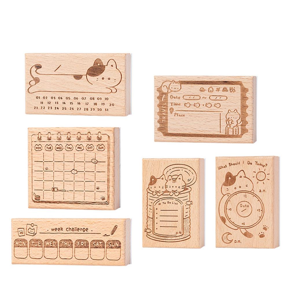 Holzstempel Vintage Scrapbooking Stempel Kätzchen-Themenstempel für Kartenherstellung Scrapbooking Journal Planer Fotoalbum