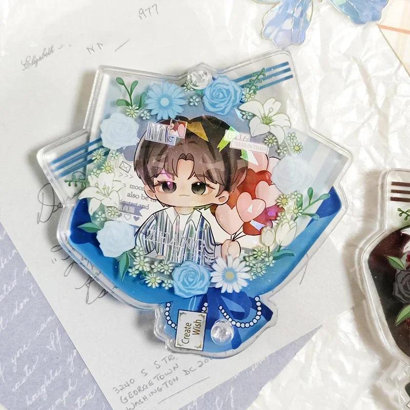 58mm Badge Brick Baji Display Stand Colorful Acrylic Badge Holder Anime Card Display Desktop Ornaments (No Badge, No Card)
