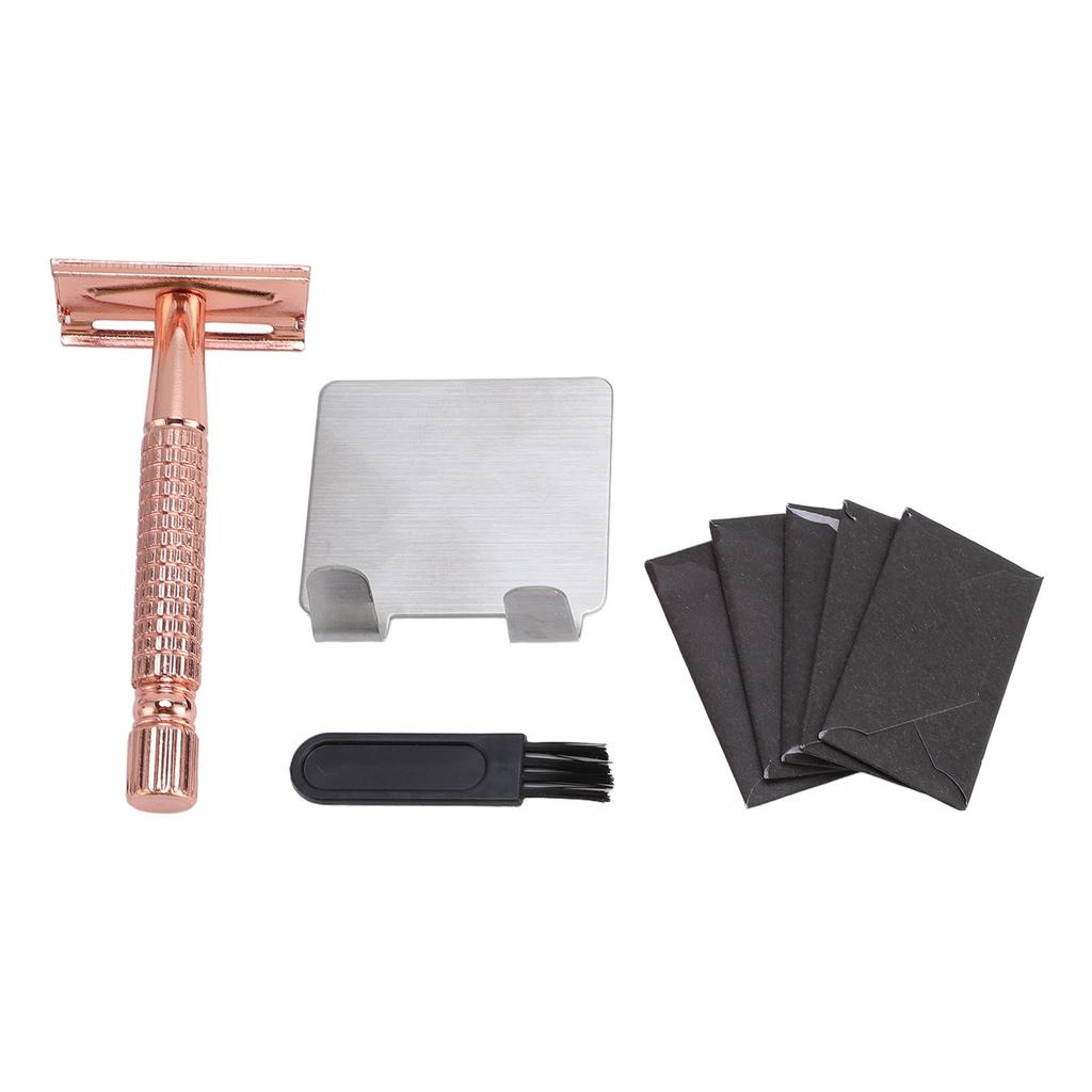 Long Handle Double Sided Shaving Tool Metal Vintage Safety Shave Tool with Refill Cutter Stand Clean
