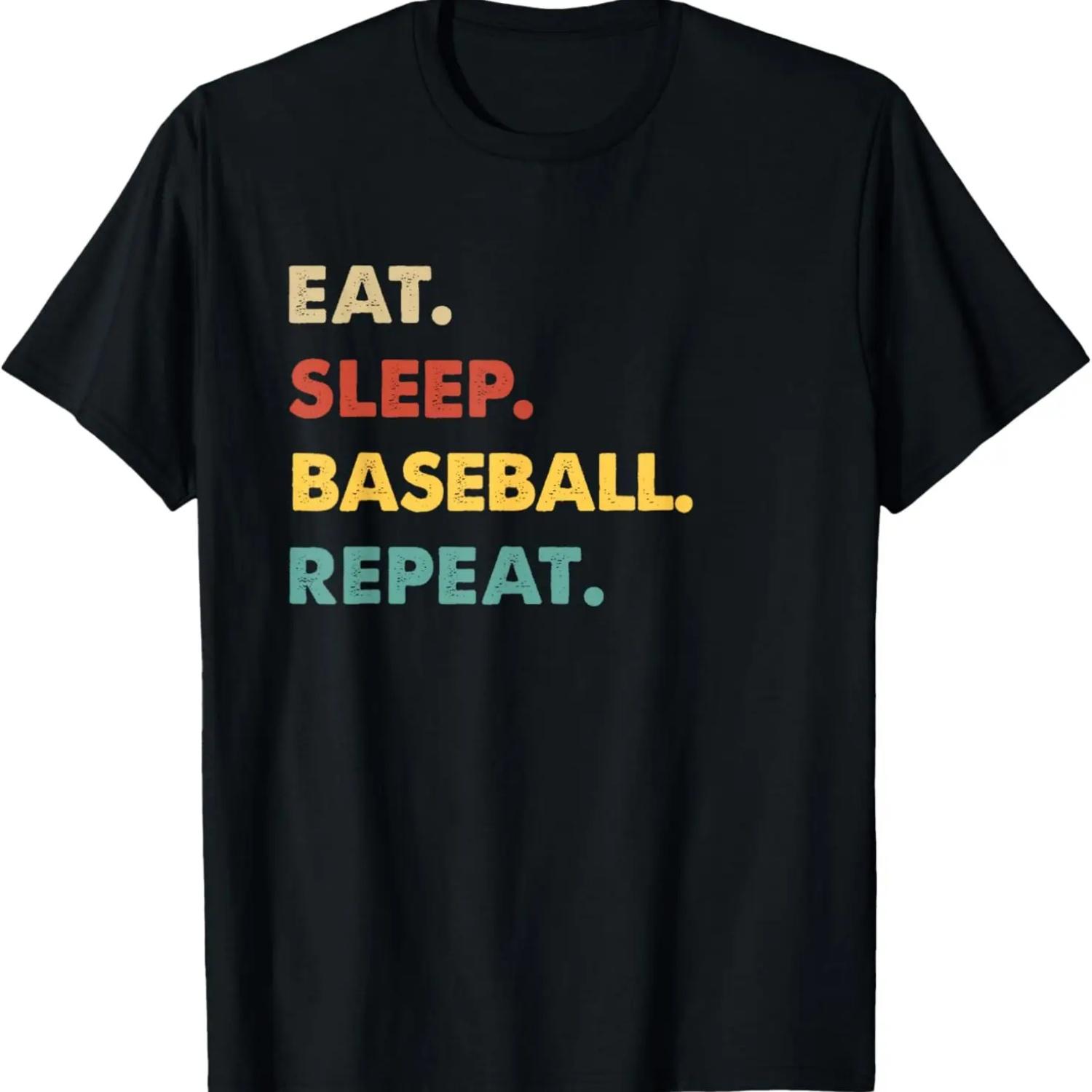 Eat Sleep Baseball Repeat Funny Baseball Lover T-Shirt S