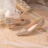 Crystal Wedding Shoes  Years Old New Golden Show Main Wedding Dress Two Wear Bridesmaid High Heels Bride Shoes Are Not Tired