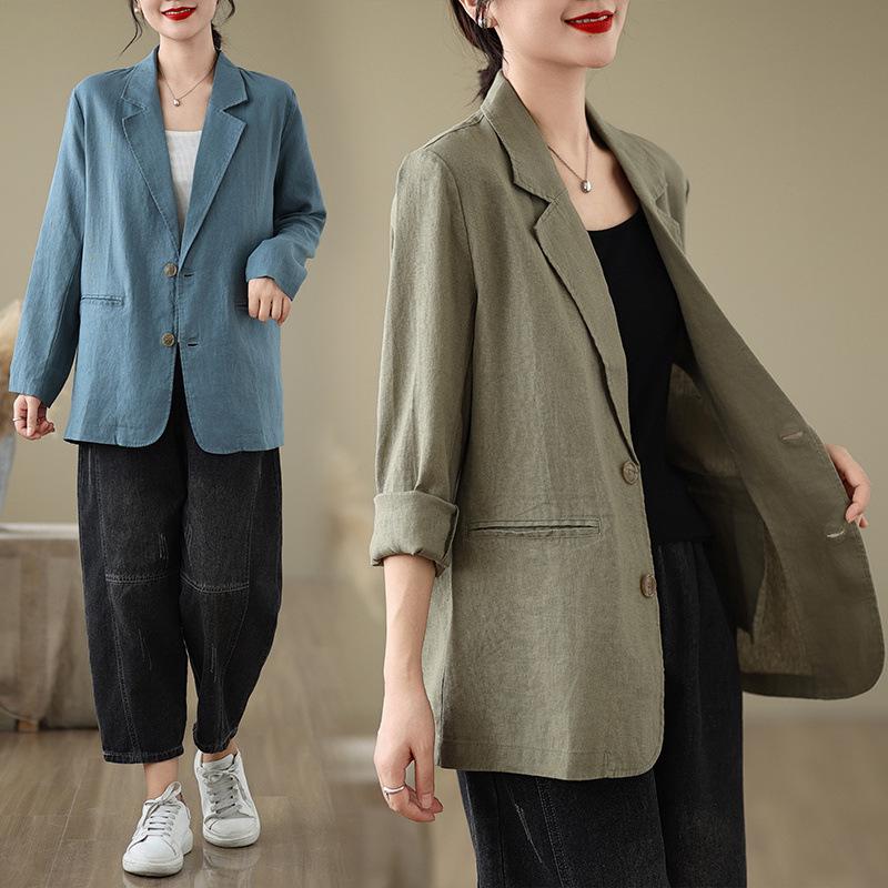 [In Stock] 2025 Spring Artistic Loose Lapel Long Sleeve Women's Suit Jacket