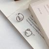 S999 Sterling Silver Korean Geometric Stud Earrings for Women - High-End, Stylish Irregular Hoop Accessory