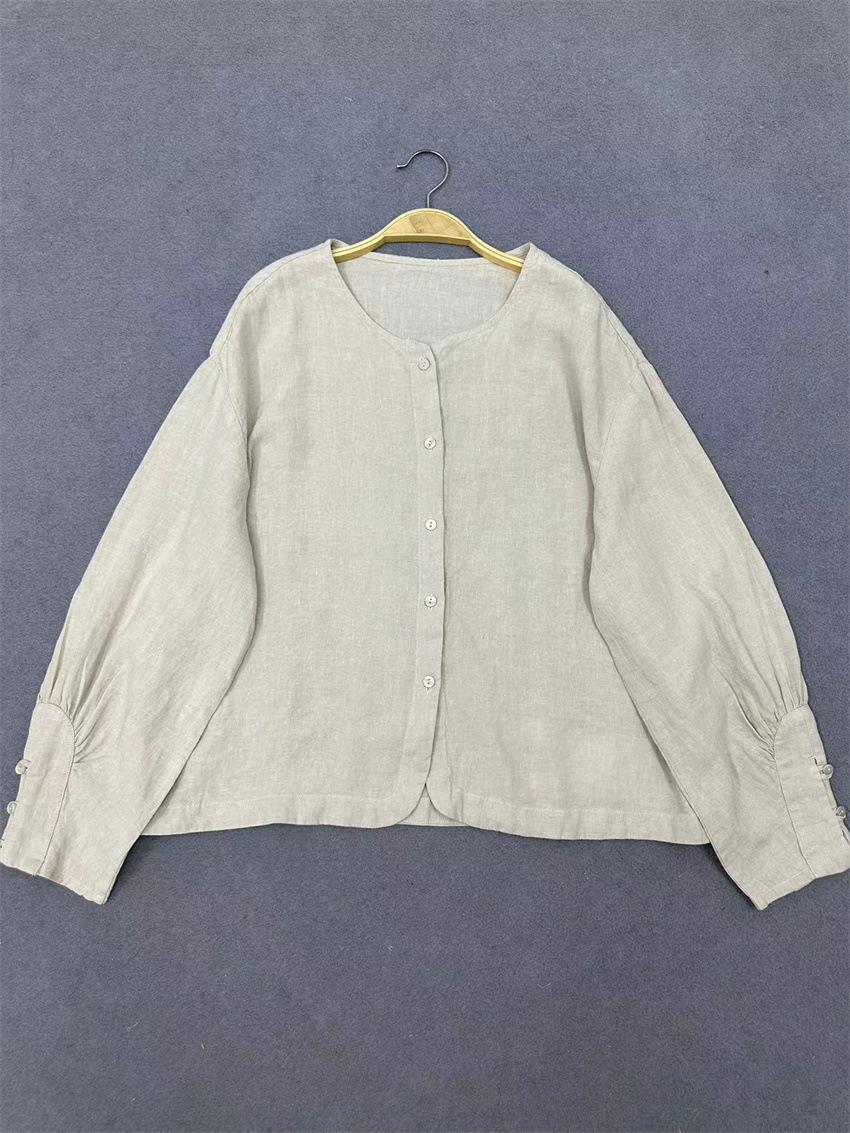 

Johnature Японский Фонарь Длинный Рукав Повседневная Солнцезащитная Куртка Женская Осенняя Свободная Повседневная Куртка One Size слоновая кость