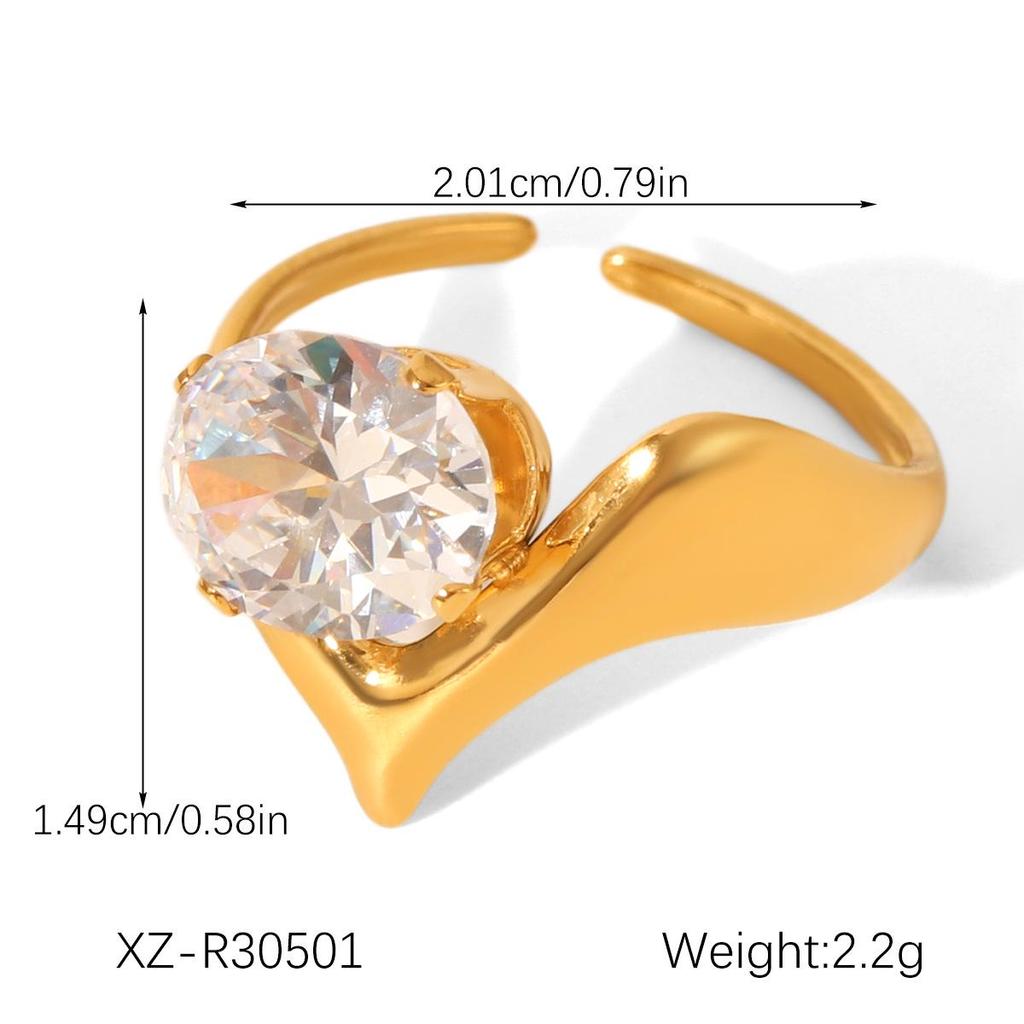 High-End Zircon Stainless Steel Ring Set for Women - Durable & Stylish Titanium Design