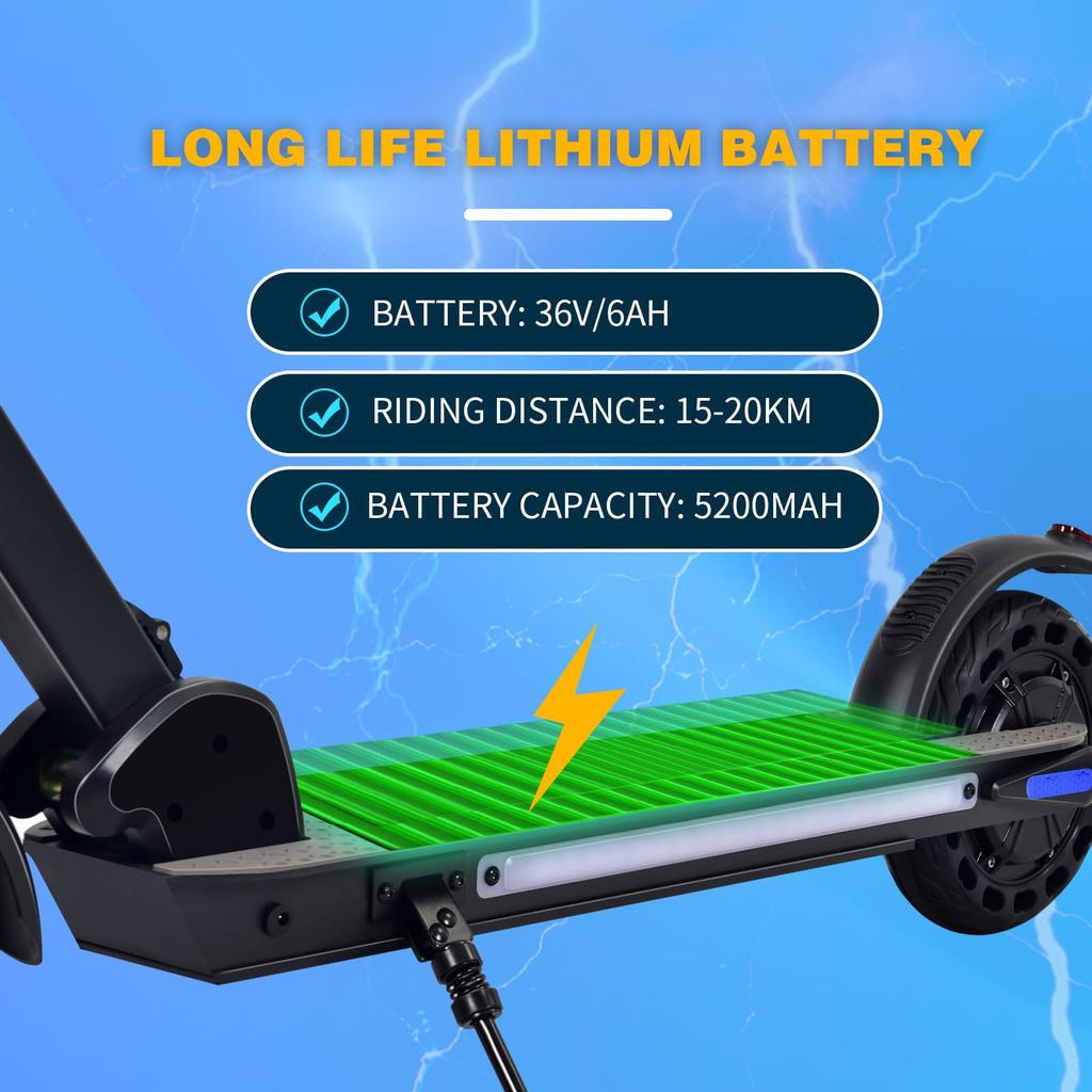 Electric Scooter with LED Display, 8 Inch Foldable E Scooter for Kids & Teens Aged 8-16, 250W Motor, Max Speed 25 Km/h, Adjustable Height
