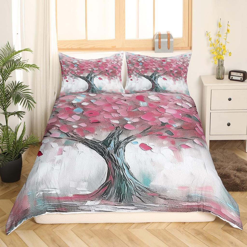 Tree of Life Bedding Set King Size Botanical Bedding Duvet Cover Natural Plant Comforter Cover Colorful Polyester Quilt Cover