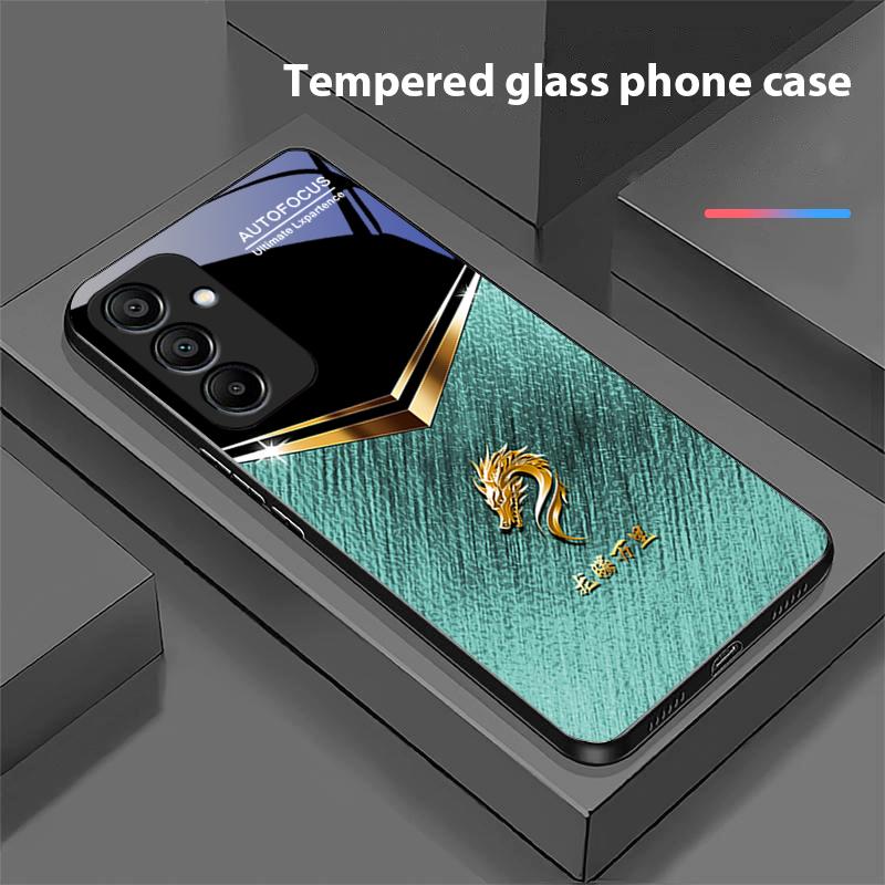 Liuli Black Dragon For Samsung Galaxy A15 5G 54 4G 51 50 24 35 90 71 12 51 53 52S 80 22 34 Black Tempered Glass Phone Case