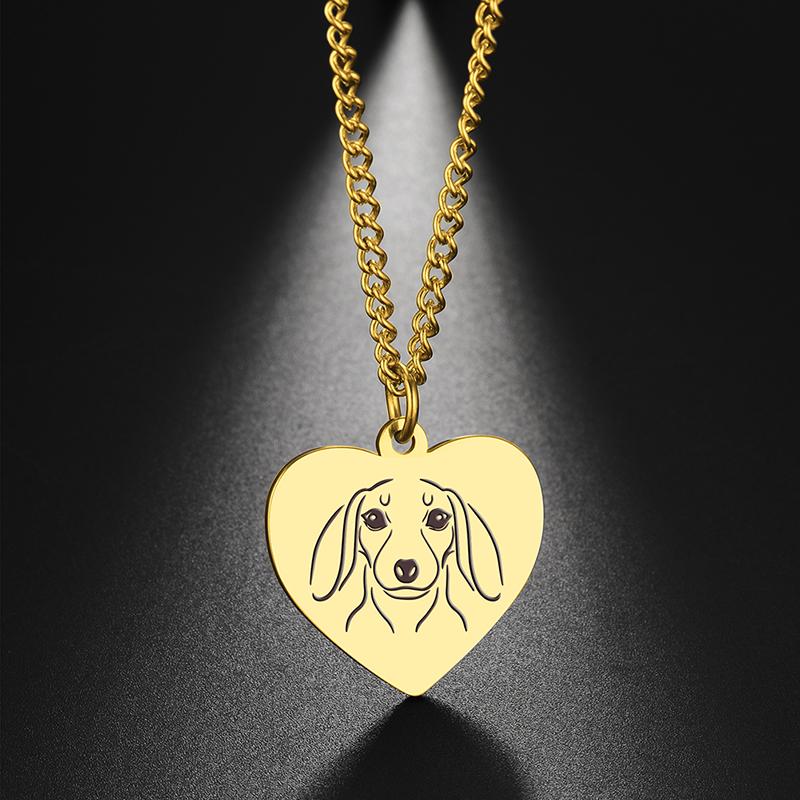 Dreamtimes Cute Pets Dogs Animal Lovely Spotted Dog Heart Pendant Handmade Bulldog Necklace For Women Men Jewelry Accessories