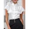 BFCCQB Women's Fashion Stand-up Collar Short Sleeve Summer Spring Casual Blouses & Shirts