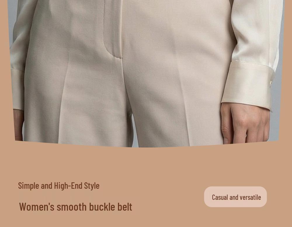 2026 Women's Smooth Buckle Leather Belt: Two-Layer Cowhide, Casual Versatile High-End Waist Cincher
