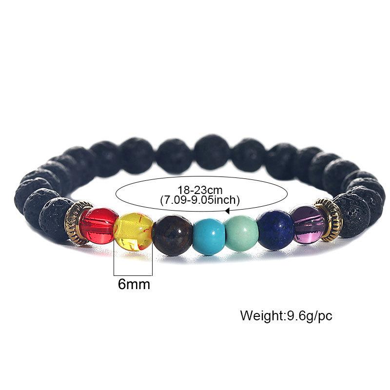 Colorful Lava Stone Beaded Bracelet with Palm and Peach Heart Pendants for Men and Women