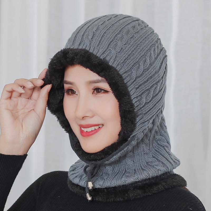 

Зимняя цельная шапка для пожилых женщин для защиты шеи и головы. Ветрозащитный пуловер для пожилых людей. Интегрированная шерстяная шапка. Утепленная. Twist One-Piece Hat - Grey