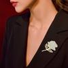 Sparkling Rhinestones Rose Brooches Alloy Pins Elegant Brooch Alloy Texture Statement Brooch for Special Occasions