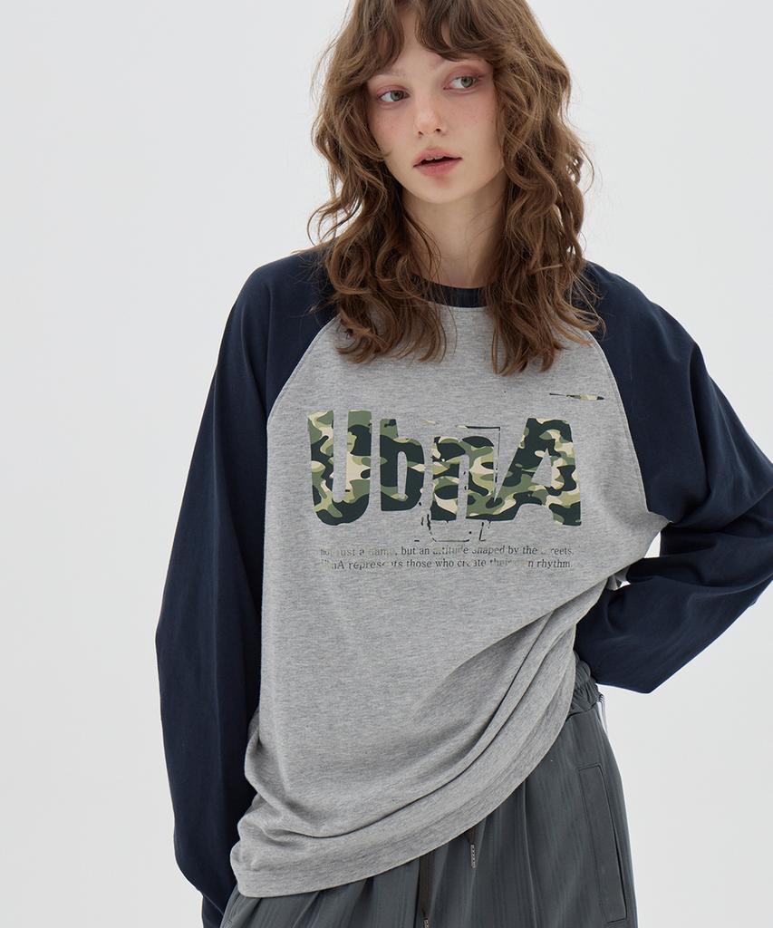 URBANAGE Camo Raglan Oversized Long Sleeve_Melange Grey