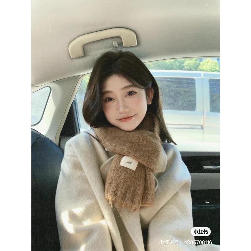 Wind Containing Wool Purple Scarf Girls Autumn and Winter White Wool Warm Thickened Student Scarf
