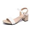 Fashion Fashion Briaded Square Heels Sandals Women 2025 Summer New Mix Color Buckle Strap High Heels Sandals Woman Holiday Beach Shoes
