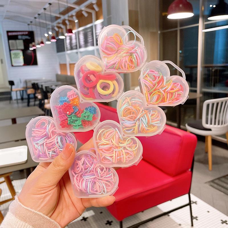 Färgglatt Håraccessoarset för Barn: Icke-skadande elastiska hårband och söta små blomklämmor för flickor.