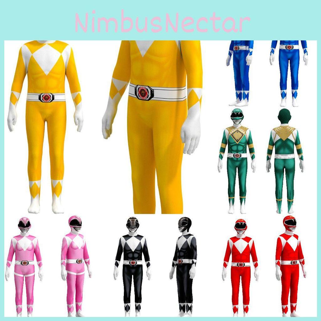 Power Rangers Costume Kids Adult Cosplay Fancy Dress Party Superhero Jumpsuit